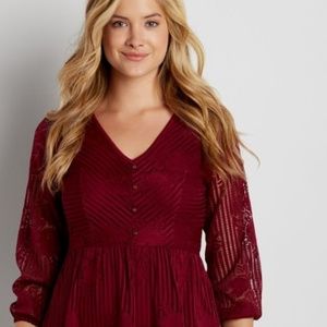Maurices Wine Red Lace Casual Dress